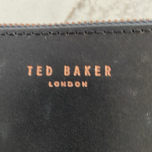 Ted Baker Embossed Leather Pouch/Clutch Black with rose gold accents - Picture 1 of 6